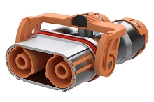 C2152BH1115001  2 Pole High Voltage Male (Pin) Cable Connector, B Code, 520A, 1500V, 150mm² Wire, HVIL, Plastic Lever