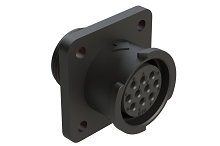 FLS012N10S03-PM  10 Position Square Flange Receptacle, Socket, Shell Size 12, with Seal Gasket, Fast Lock Coupling