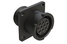 FLS012N10S03  10 Position Square Flange Receptacle, Socket, Shell Size 12, Fast Lock Coupling