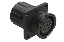 FLS012N10SHEC03  10 Position Square Flange Receptacle, Socket, Shell Size 12, with Endcap, Fast Lock Coupling