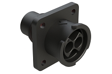 FLS012N2P03-PM  4 (2+2) Position Square Flange Receptacle, Pin, Shell Size 12, with Seal Gasket, Fast Lock Coupling