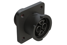 FLS012N2S03-PM  4 (2+2) Position Square Flange Receptacle, Socket, Shell Size 12, with Seal Gasket, Fast Lock Coupling