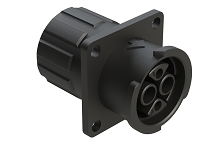FLS012N2SHEC03  4 (2+2) Position Square Flange Receptacle, Socket, Shell Size 12, with Endcap, Fast Lock Coupling