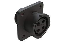 FLS012N4S03-PM  4 Position Square Flange Receptacle, Socket, Shell Size 12, with Seal Gasket, Fast Lock Coupling