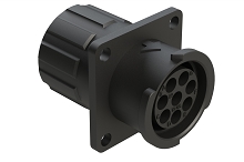 FLS012N8SHEC03  8 Position Square Flange Receptacle, Socket, Shell Size 12, with Endcap, Fast Lock Coupling