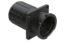 FLS014N12PHEC03  12 Position Square Flange Receptacle, Pin, Shell Size 14, with Endcap, Fast Lock Coupling