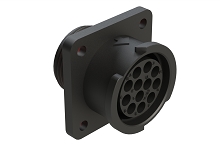 FLS014N12S03-PM  12 Position Square Flange Receptacle, Socket, Shell Size 14, with Seal Gasket, Fast Lock Coupling