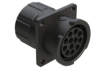 FLS014N12SHEC03  12 Position Square Flange Receptacle, Socket, Shell Size 14, with Endcap, Fast Lock Coupling