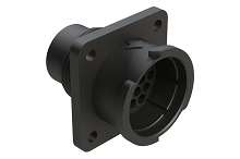 FLS014N19P03-PM  19 Position Square Flange Receptacle, Pin, Shell Size 14, with Seal Gasket, Fast Lock Coupling