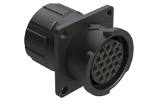 FLS014N19SHEC03  19 Position Square Flange Receptacle, Socket, Shell Size 14, with Endcap, Fast Lock Coupling