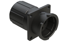 FLS014N2PHEC03  4 (2+2) Position Square Flange Receptacle, Pin, Shell Size 14, with Endcap, Fast Lock Coupling