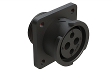 FLS014N2S03-PM  4 (2+2) Position Square Flange Receptacle, Socket, Shell Size 14, with Seal Gasket, Fast Lock Coupling