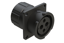 FLS014N2SHEC03  4 (2+2) Position Square Flange Receptacle, Socket, Shell Size 14, with Endcap, Fast Lock Coupling