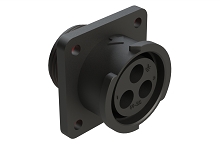FLS014N3S03-PM  3 Position Square Flange Receptacle, Socket, Shell Size 14, with Seal Gasket, Fast Lock Coupling
