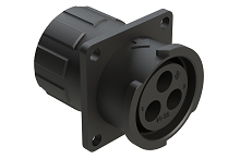 FLS014N3SHEC03  3 Position Square Flange Receptacle, Socket, Shell Size 14, with Endcap, Fast Lock Coupling
