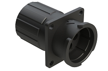 FLS014N4PHEC03  4 Position Square Flange Receptacle, Pin, Shell Size 14, with Endcap, Fast Lock Coupling