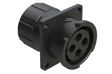 FLS014N4SHEC03  4 Position Square Flange Receptacle, Socket, Shell Size 14, with Endcap, Fast Lock Coupling