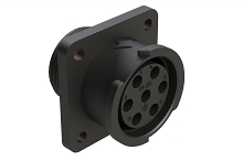 FLS014N7S03-PM  7 Position Square Flange Receptacle, Socket, Shell Size 14, with Seal Gasket, Fast Lock Coupling