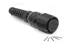 MP-4106-25S  25 Pole Heavy Duty Cable Connector, Female, Black Finish. Contacts Included