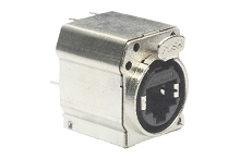 Vertical PCB Chassis Mount RJ45 Receptacle, CAT5E XLR Ethernet, Shielded, Silver