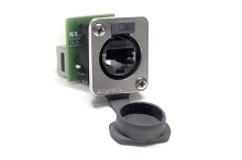 RJXS8FG5T  XLRnet D Type Ethernet Chassis Mount, Female, Feedthrough, CAT5E, IP54, with Dust Cap