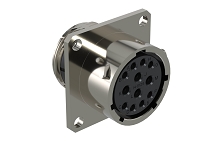 RT0014E12SNH  Receptacle, Square Flange, 12 (4+8) Position, Female, Shell Size 14