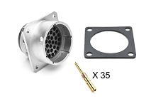 RT002235PNH-K  Receptacle Kit, Square Flange, 35 Position, Male, Shell Size 22, with Machined Gold Contacts, Size 16 (18-16AWG), Gasket. Comparable to PN# UT002235PH