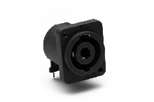 SP-4-MDHT  4 Pole Loudspeaker Chassis Mount, D Type Flange, Self Tapping Holes, Horizontal PCB, Black Finish. Comparable to PN# NL4MD-H-3