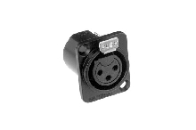 AC3FDZB  3 Pole XLR Metal Female Chassis Mount, D Type, Stamped Contacts, Solder Bucket, Black Finish,. Comparable to PN# NC3FD-L-1-BAG, E3FB, 718-0300