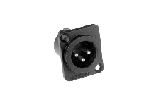 AC3MMDZB  3 Pole XLR Male Chassis Mount, D Type, Stamped Contacts, Solder Bucket, Black Finish. Comparable to PN# NC3MD-L-1-BAG, E3MB, 719-0300