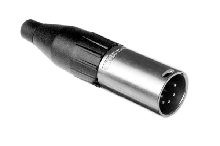 AC5MJ  5 Pole XLR Male Cable Connector, Stamped Contacts, Large Cable Clamp, Nickel Finish