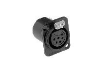 AC6AFDZB  6 Pole XLR Female Chassis Mount, D Type, Machined Contacts, Solder Bucket, Black Finish. Comparable to PN# NC6FD-L-1-BAG