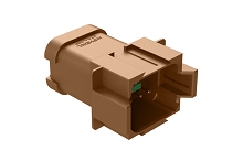 AT04-08PD-P021  8-way receptacle, (1) 8 pin busbar=52 amps, nickel plating, keyed D, brown. Contacts included. Comparable to PN# DT04-08PD-P021