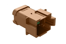 AT04-08PD-P026  8-way receptacle, (2) 4 pin busbar=26 amps, nickel plating, keyed D, brown. Contacts included. Comparable to PN# DT04-08PD-P026