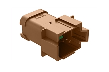 AT04-08PD-P028  8-way receptacle, (1) 3 pin  busbar=13 amps (1) 5 pin busbar=26 amps, nickel plating, keyed D, brown. Contacts included. Comparable to PN# DT04-08PD-P028