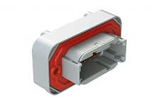 ATM13-12PA-BM02  12 Position Right Angle Flange Mount PCB Receptacle, Potted, Grey, Gold Plated Contacts Included. Keyed A