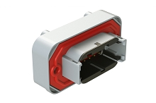 ATM13-12PB-BM02  12 Position Right Angle Flange Mount PCB Receptacle, Potted, Grey, Gold Plated Contacts Included. Keyed B
