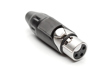 AX3F0M  3 pole Socket (Female) Plug. AX XLR Audio Cable Connector. Satin Nickel, w/ Black Marking Sleeve