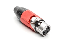 AX3F2M  3 pole Socket (Female) Plug. AX XLR Audio Cable Connector. Satin Nickel, w/ Red Marking Sleeve