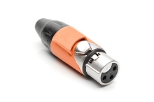 AX3F3M  3 pole Socket (Female) Plug. AX XLR Audio Cable Connector. Satin Nickel, w/ Orange Marking Sleeve