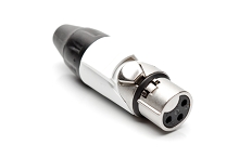 AX3F9M  3 pole Socket (Female) Plug. AX XLR Audio Cable Connector. Satin Nickel, w/ White Marking Sleeve