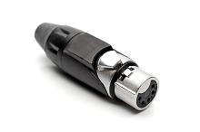 AX5F0M  5 pole Socket (Female) Plug. AX XLR Audio Cable Connector. Satin Nickel, w/ Black Marking Sleeve
