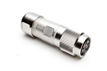 C091 31D004 102 4 - M16 Female cable connector with internal strain relief and metal locking ring. 4 contacts, silver plated, 8-10.5mm cable diameter.