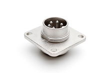 C091 31S005 100 2 - M16 Flange mount male metal receptacle with O-ring seal and ring nut.  5 contacts, silver plated.  Contacts included.
