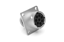 RT00128SKNH03  Receptacle, Square Flange, 8 Position, Female, Shell Size 12, Silicone Seal, IP69K