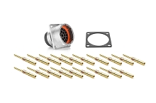 RT001619PKNH03-K  Receptacle Kit, Square Flange, 19 Position, Male, Shell Size 16, Silicone Seal, with Machined Gold Contacts, Size 16 (18-16AWG), Gasket, IP69K