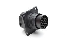 RTS014N19P03 Receptacle, square flange, 19 positions, size 14, pin contact, silicone rubber seal.  Comparable to PN #UTS01419P