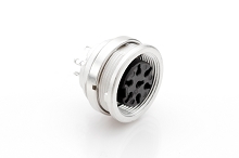 T 3478 000 - M16 Front mounting female receptacle with ring nut. 7 contacts, silver plated  Contacts included. Comparable to PN# 09-0328-00-07