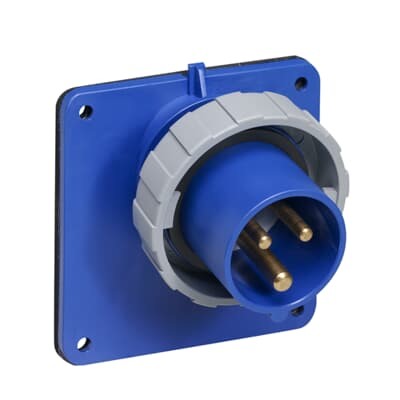 2CMA100464R1000  3P+N+E Male Panel Mount Inlet, 3 Phase, 20A, 600V, 5H, IP69K, UL/CSA approved and CE compliant. Replaces Part# ABB520B5W