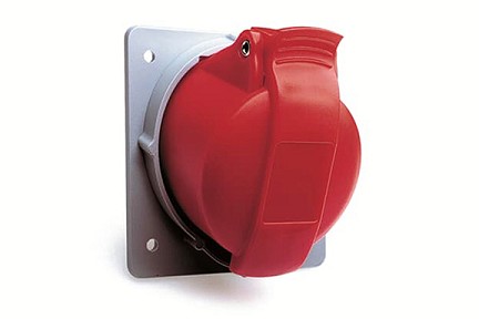 2CMA104608R1000  3P+N+E Female Industrial Panel Mounted Socket, Angled, UL/CSA. Replaces Part# ABB516RAM6SP